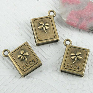 4pcs antiqued bronze color LUCK book design charms EF0939