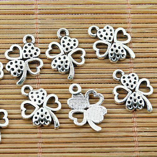 20pcs Tibetan silver heart leaf charm pendants EF1367