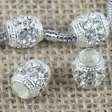 Fashion Multi-color Crystal big hole European loose bead in silver color to Pick