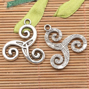 7Pcs  tibetan silver tone 24mm swirl design charms H0889