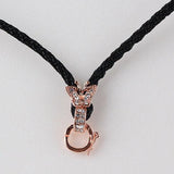 Black Color Necklace Cord Butterfly Rhinestones Bail Link Clasp   1pc CL16