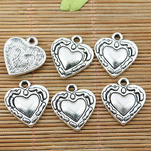 6pcs Tibetan silver beautiful heart charms EF1659