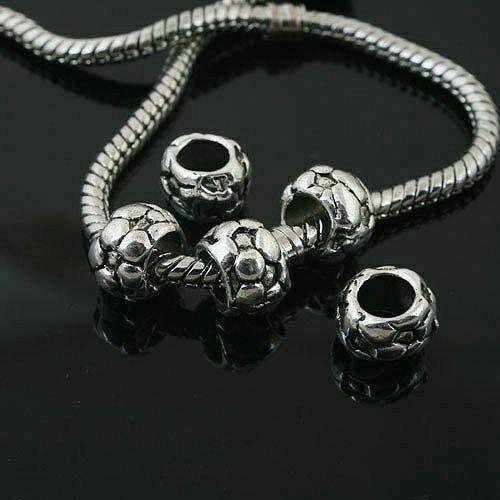 12pcs Tibetan Silver football spacer Beads Fit European Bracelet l0090