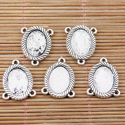 12pcs tibetan silver tone 2sided oval cameo connector EF1516