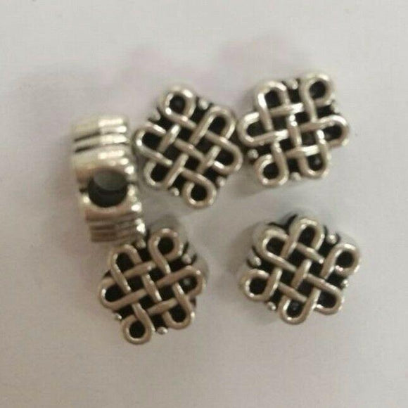 16pcs tibetan silver color crafted Chinese knot hollow  spacer beads  h0655