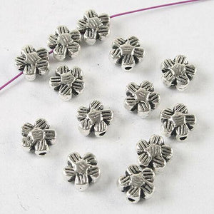 30pcs dark silver tone 6mm flower spacer beads h3698