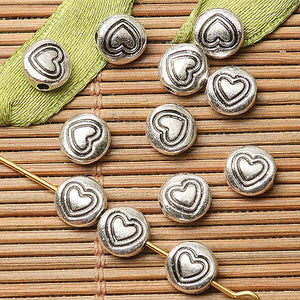 100pcs dark silver color 2sided heart pattern spacer  bead  EF2681