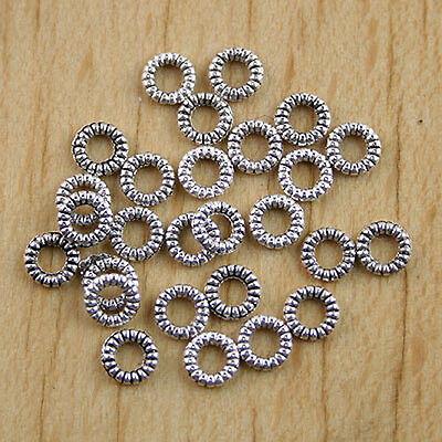 300pcs 4.6mm Tibetan Silver dotted rim Beads h0705
