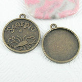 Pick ! A set (12kinds) constellations cabochon settings in antiqued bronze tone