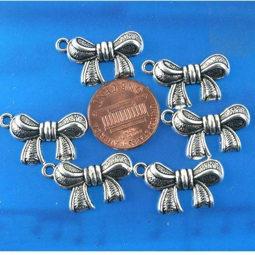 12pcs antiqued silver bowknot design pendant G1445