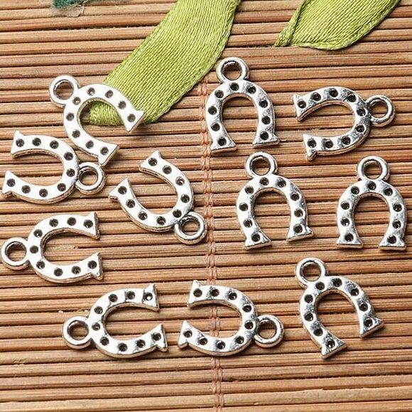 Tibetan silver plated horse shoe charm pendants   130pcs  EF3555