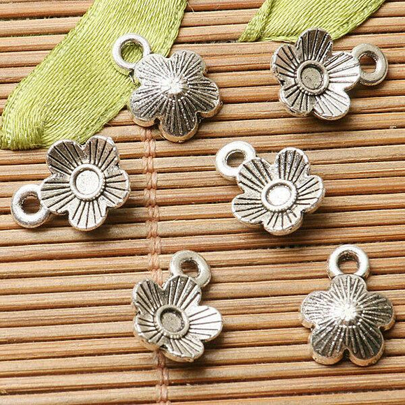 100pcs dark silver color flower design charms  EF2823