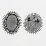 Lote de 2 cabujón ovalado de color plata tibetana de 25 x 35/25 x 18 mm, 30 x 40 mm y 13 x 18 mm, con diseño de broche.