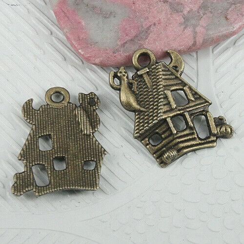 10pcs antiqued bronze color house charms EF0637