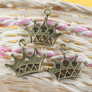 8pcs antiqued bronze crown design pendant charm G628