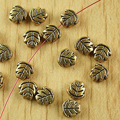 50pcs dark gold-tone  2sided oblate leaf spacer beads h1834