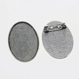 Lote de 2 cabujón ovalado de color plata tibetana de 25 x 35/25 x 18 mm, 30 x 40 mm y 13 x 18 mm, con diseño de broche.