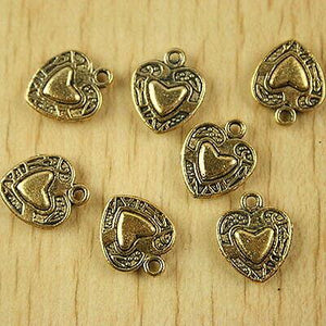 20pcs dark gold-tone heart in heart frame charms h2052