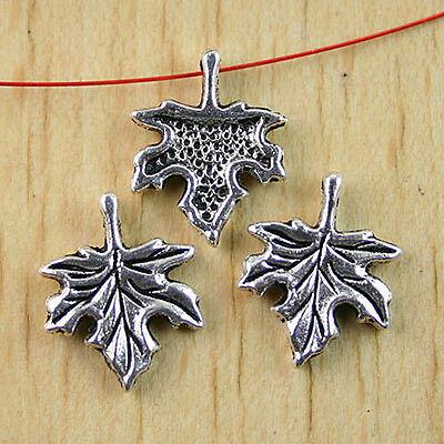 24pcs Tibetan silver dentate leaf drops charm H0983