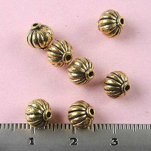 22pcs dark gold tone 6mm round texture spacer beads H1358