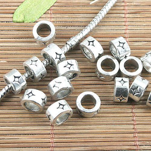 8pcs Tibetan silver star-stamped spacer beads L0190-A