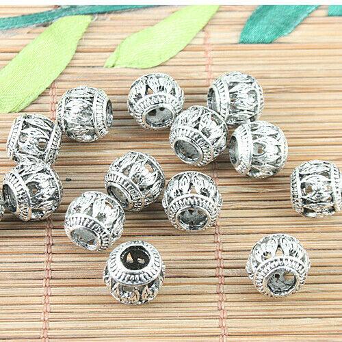 10pcs Tibetan silver tone patterns hollow loose beads fit bracelet h5105