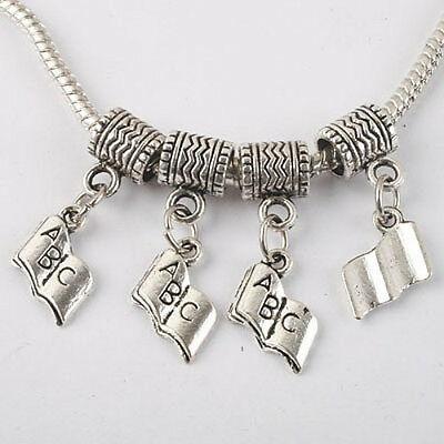 20pc dark silver-tone bail&book charms fit bracelet W809