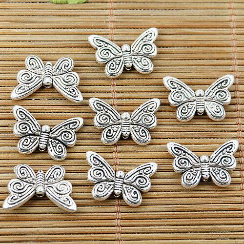 12pcs tibetan silver tone 2sided butterfly delicate spacer bead EF1736