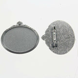 Lote de 2 cabujón ovalado de color plata tibetana de 25 x 35/25 x 18 mm, 30 x 40 mm y 13 x 18 mm, con diseño de broche.