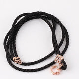 Black Color Necklace Cord Knot Rhinestones Bail Link Clasp   1pc CL15