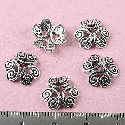 40pcs Tibetan silver crafted flower spacer beads h0100