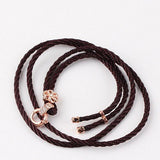 Brown Color Necklace Cord Flower Rhinestones Bail Link Clasp Rosegold  1pc CL21
