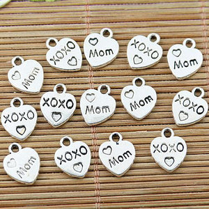 36pcs tibetan silver tone MOM love heart charms EF1786