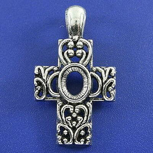 2pcs Tibetan silver color crafted floral  cross pendants/charms h3074