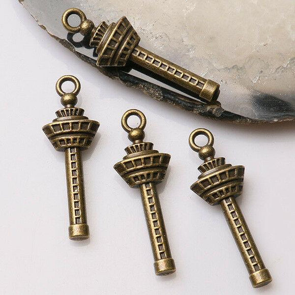 6pcs antiqued bronze color building design charms  EF3475