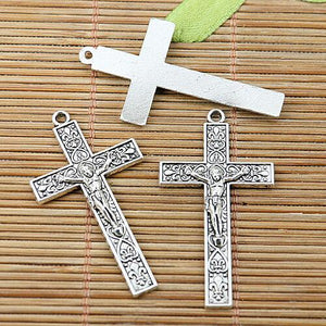 8pcs tibetan silver tone cross crucifix charm pendant EF1991