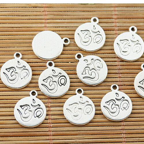 18pcs Tibetan silver budda sign round charms EF1844