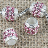 Fashion Multi-color Crystal big hole European loose bead in silver color to Pick