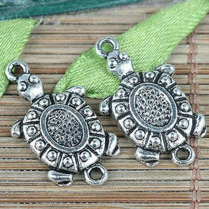 15pcs tibetan silver color textured turtle design charms EF0310