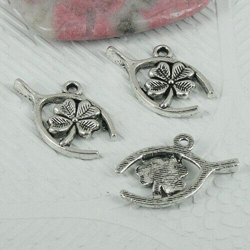 16pcs tibetan silver color Lucky leaf charms EF0394