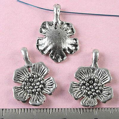 14pcs Tibetan silver flower pendant charms h0898