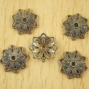 20pcs dark gold-tone plum flower charms findings h1387