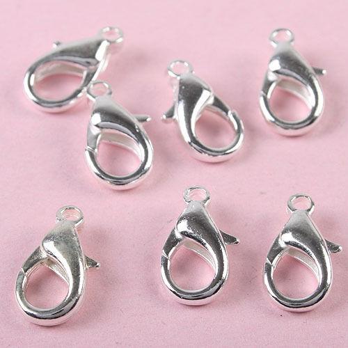 50Pcs 12mm Silver tone Lobster Parrot Clasps h0648