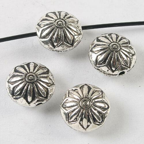 6pcs dark silver tone Oblate flower spacer beads h3789