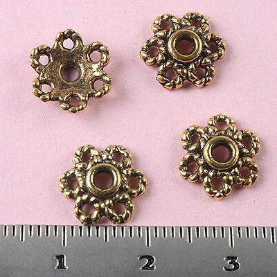 60pcs dark gold-tone crafted flower spacer bead caps h1334