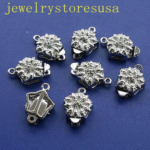 10pcs platinum Plated  flower Clasp Findings  t020