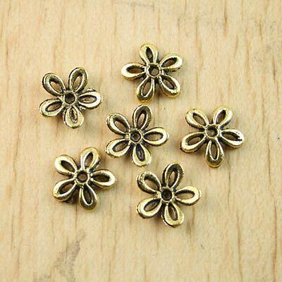 30pcs dark gold-tone hollow crafted plum flower bead caps h1316