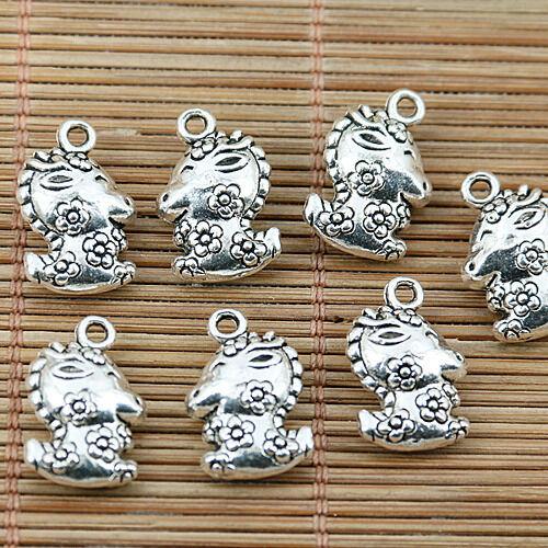 8pcs tibetan silver tone 2sided horse design charms EF1947