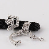 Black Color Necklace Cord Crown Rhinestones Bail Link Clasp   1pc CL11