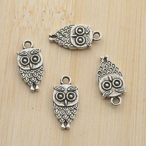 12pcs Tibetan silver color two sides owl design pendant charm G1914